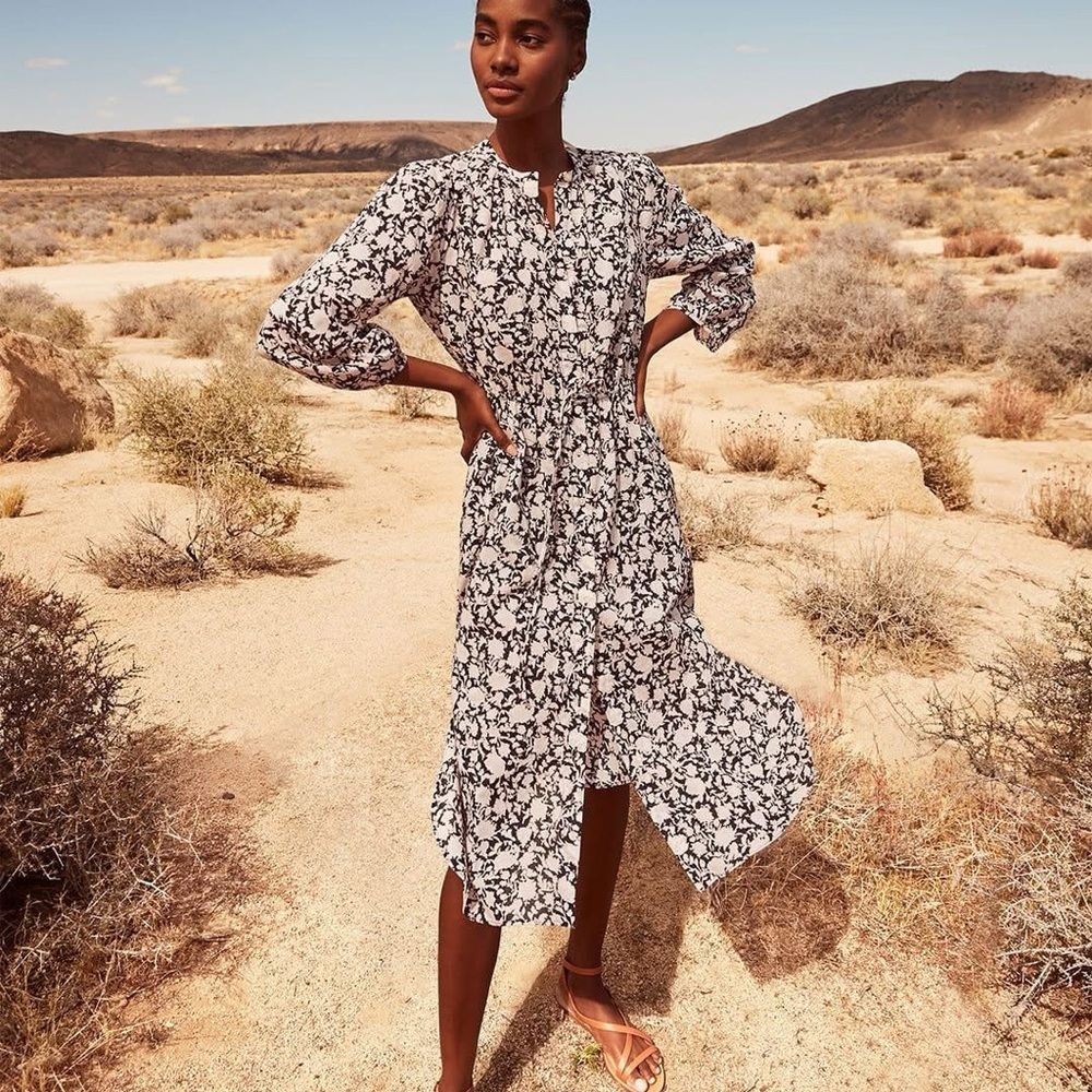 J.Crew Tie-waist cotton voile midi dress in rose vines